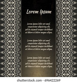 Flyer holiday card, frame for congratulations on your wedding, Valentine's day, birthday, invitation, gratitude, celebration, Declaration of love. Vector brown, gold background with a mandala. eps10