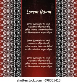 Flyer holiday card, frame for congratulations on your wedding, Valentine's day, birthday, invitation, gratitude, celebration, Declaration of love. Vector red background with a mandala pattern. eps10
