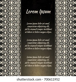 Flyer holiday card, frame for congratulations on your wedding, Valentine's day, birthday, invitation, gratitude, celebration, Declaration of love. Vector brown, gold background with a mandala. eps10