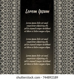 Flyer holiday card, frame for congratulations on your wedding, Valentine's day, birthday, invitation, gratitude, celebration. Vector brown, gold background with a mandala. eps10