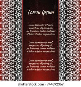 Flyer holiday card, frame for congratulations on your wedding, Valentine's day, birthday, invitation, gratitude, celebration, Declaration of love. Vector red background with a mandala pattern. eps10