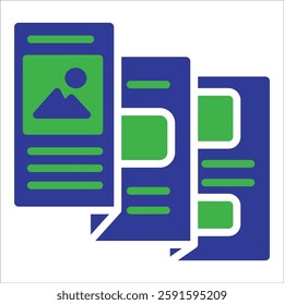 Flyer icon element in dual tone style for various design purposes