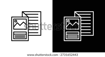 Flyer icon graphic, editable stroke. Suitable for website design, logo, app, template, and ui ux.