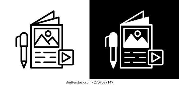 Flyer Icon blanco negro Ilustración vectorial