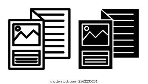 Flyer Icons pack in outlined and flat versions