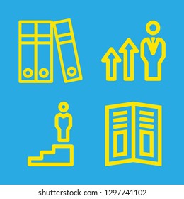 flyer icons set with promotion, three document folders and pamphlet vector set