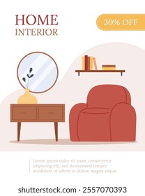 Flyer for interior design and home decor concept