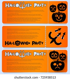 Flyer invitation to celebrate Halloween. Horizontal arrangement. A party in a club, a cafe or a festival. Orange and black colors.