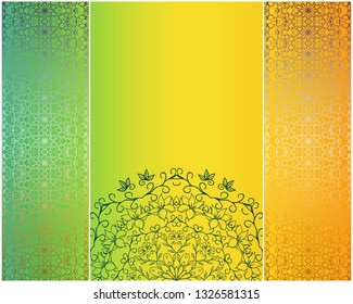 Flyer for laser cutting mandala. Vector paper card with purple, crimson lace pattern. Wedding invitations, cards and business card templates. Decorative laser cut cards for design