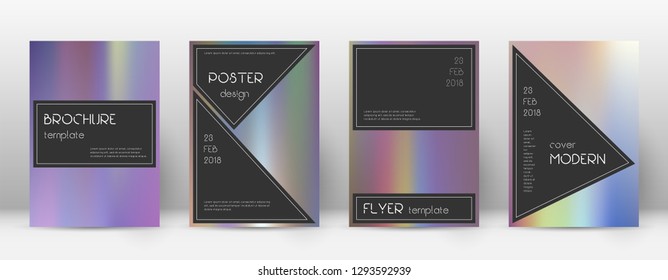 Flyer layout. Black dazzling template for Brochure, Annual Report, Magazine, Poster, Corporate Presentation, Portfolio, Flyer. Actual bright hologram cover page.