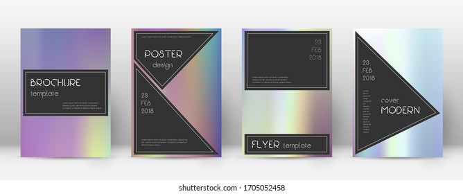 Flyer layout. Black extra template for Brochure, Annual Report, Magazine, Poster, Corporate Presentation, Portfolio, Flyer. Actual bright hologram cover page.