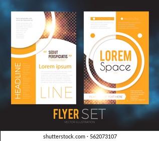Flyer Layout Design Template. Business Brochure. Cover Presentations, Leaflet, Magazine A4 Size with Shining Elements. Vector illustration