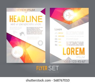Flyer Layout Design Template. Business Brochure. Cover Presentations, Leaflet, Magazine A4 Size with Shining Elements. Vector illustration