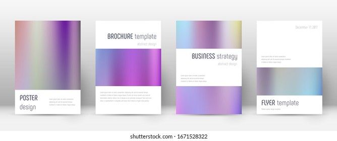 Flyer layout. Minimalistic indelible template for Brochure, Annual Report, Magazine, Poster, Corporate Presentation, Portfolio, Flyer. Artistic color gradients cover page.