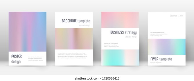 Flyer layout. Minimalistic lovely template for Brochure, Annual Report, Magazine, Poster, Corporate Presentation, Portfolio, Flyer. Astonishing pastel hologram cover page.