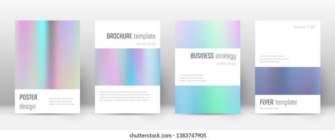 Flyer layout. Minimalistic memorable template for Brochure, Annual Report, Magazine, Poster, Corporate Presentation, Portfolio, Flyer. Astonishing pastel hologram cover page.