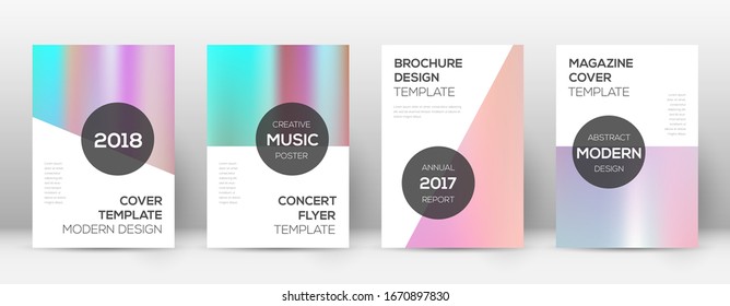 Flyer layout. Modern bewitching template for Brochure, Annual Report, Magazine, Poster, Corporate Presentation, Portfolio, Flyer. Authentic pastel hologram cover page.
