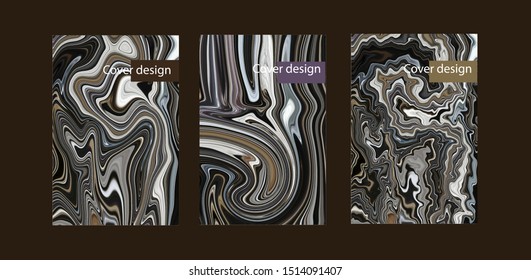 Flyer layout template with mixture of acrylic paints. Liquid marble texture. Fluid art.   vector eps 10