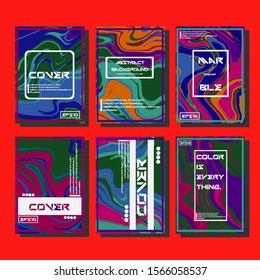 Flyer layout template with mixture of acrylic paints. Liquid marble texture. Fluid art. Applicable for design cover, flyer, poster, placard. 