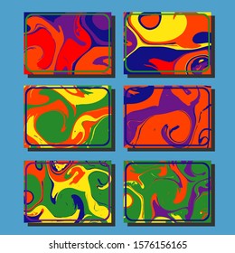 Flyer layout template with mixture of acrylic paints. Liquid marble texture. Fluid art. Applicable for design cover, flyer, poster, placard. 