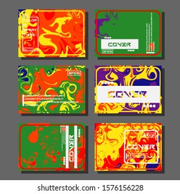 Flyer layout template with mixture of acrylic paints. Liquid marble texture. Fluid art. Applicable for design cover, flyer, poster, placard. 