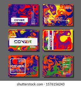 Flyer layout template with mixture of acrylic paints. Liquid marble texture. Fluid art. Applicable for design cover, flyer, poster, placard. 