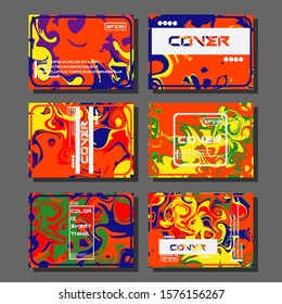 Flyer layout template with mixture of acrylic paints. Liquid marble texture. Fluid art. Applicable for design cover, flyer, poster, placard. 