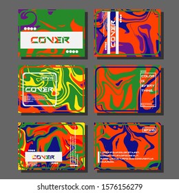 Flyer layout template with mixture of acrylic paints. Liquid marble texture. Fluid art. Applicable for design cover, flyer, poster, placard. 