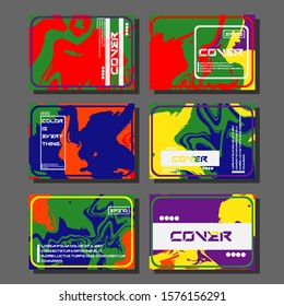 Flyer layout template with mixture of acrylic paints. Liquid marble texture. Fluid art. Applicable for design cover, flyer, poster, placard. 