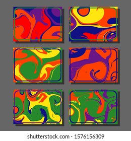 Flyer layout template with mixture of acrylic paints. Liquid marble texture. Fluid art. Applicable for design cover, flyer, poster, placard. 