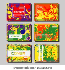 Flyer layout template with mixture of acrylic paints. Liquid marble texture. Fluid art. Applicable for design cover, flyer, poster, placard. 