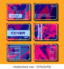 Flyer layout template with mixture of acrylic paints. Liquid marble texture. Fluid art. Applicable for design cover, flyer, poster, placard. 