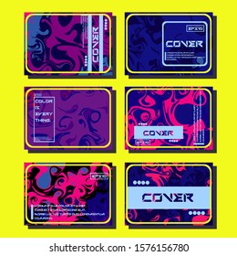 Flyer layout template with mixture of acrylic paints. Liquid marble texture. Fluid art. Applicable for design cover, flyer, poster, placard. 