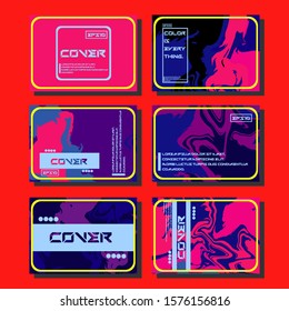 Flyer layout template with mixture of acrylic paints. Liquid marble texture. Fluid art. Applicable for design cover, flyer, poster, placard. 