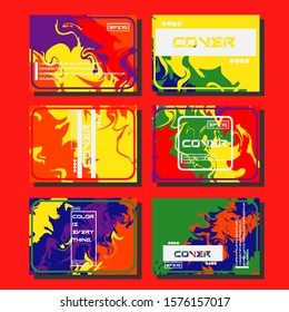 Flyer layout template with mixture of acrylic paints. Liquid marble texture. Fluid art. Applicable for design cover, flyer, poster, placard. 
