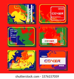 Flyer layout template with mixture of acrylic paints. Liquid marble texture. Fluid art. Applicable for design cover, flyer, poster, placard. 