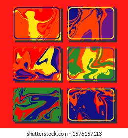Flyer layout template with mixture of acrylic paints. Liquid marble texture. Fluid art. Applicable for design cover, flyer, poster, placard. 