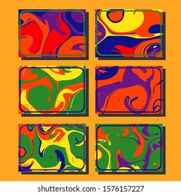 Flyer layout template with mixture of acrylic paints. Liquid marble texture. Fluid art. Applicable for design cover, flyer, poster, placard. 