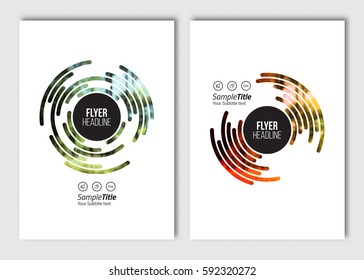 Modelo de layout do folheto. Fundo de folheto vetorial com elementos para revista, capa, cartaz, design de layout. Tamanho A4.