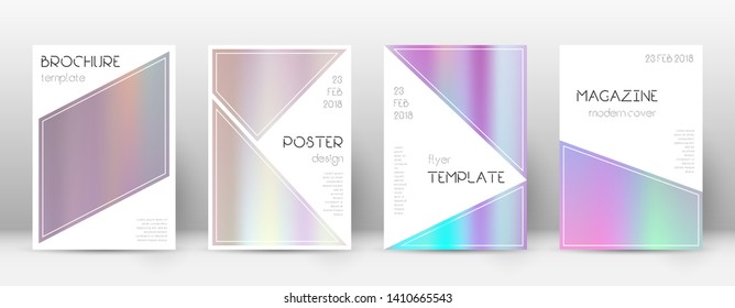 Flyer layout. Triangle beauteous template for Brochure, Annual Report, Magazine, Poster, Corporate Presentation, Portfolio, Flyer. Bizarre pastel hologram cover page.