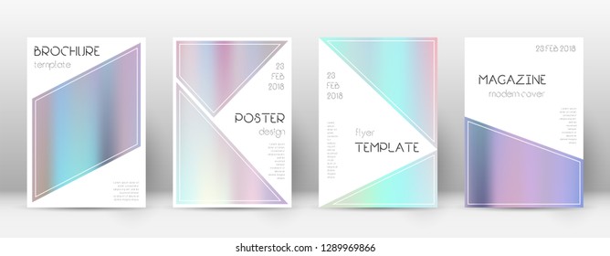 Flyer layout. Triangle bewitching template for Brochure, Annual Report, Magazine, Poster, Corporate Presentation, Portfolio, Flyer. Bizarre pastel hologram cover page.