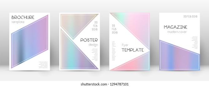 Flyer layout. Triangle uncommon template for Brochure, Annual Report, Magazine, Poster, Corporate Presentation, Portfolio, Flyer. Bewitching pastel hologram cover page.