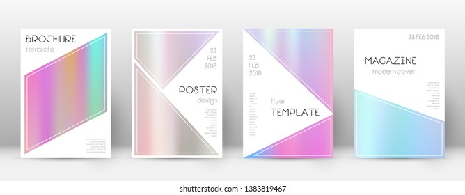 Flyer layout. Triangle wonderful template for Brochure, Annual Report, Magazine, Poster, Corporate Presentation, Portfolio, Flyer. Bewitching pastel hologram cover page.