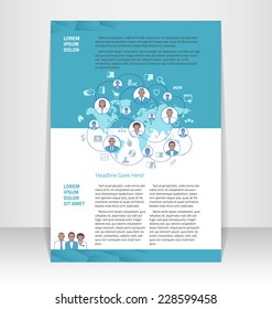 Flyer, leaflet, booklet layout. Editable design template