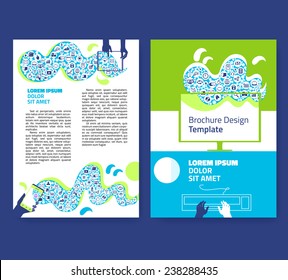 Flyer, leaflet, booklet layout. Editable design template A4 two sides
