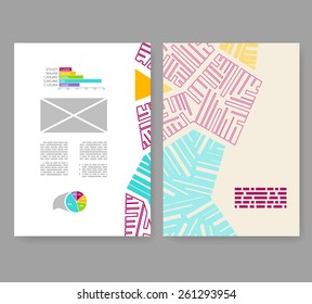 Flyer, leaflet, booklet layout. Editable design template. A4 2-fold brochure with abstract elements, infographics