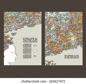 Flyer, leaflet, booklet layout. Editable design template. A4 2-fold brochure with abstract elements, infographics