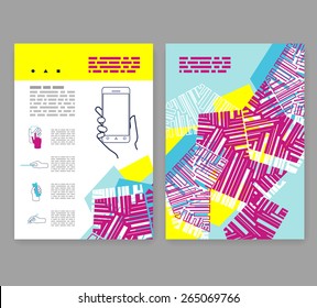 Flyer, leaflet, booklet layout. Editable design template. A4 2-fold brochure with abstract elements, infographics
