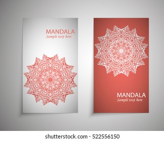 flyer, leaflet, brochure, cover of mandala, abstract Oriental motif. Hand painted texture background. Decorative elements for design print. Vector. Laser cut floral holiday wedding invitations. EPS 10