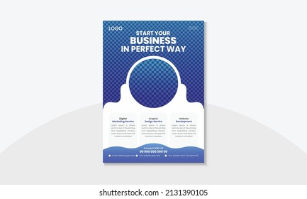 Flyer, Leaflet, Brochure, Poster, vector layout design template in A4 size, Corporate design, modern business flyer